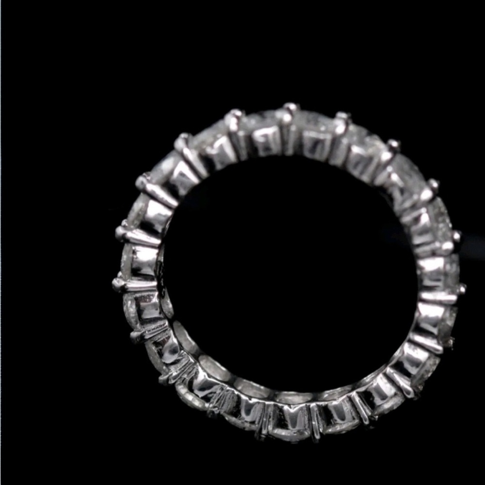 14k White Gold Natural Diamond Eternity Stackable Band Ring 2.2 ctw - Picture 10 of 11